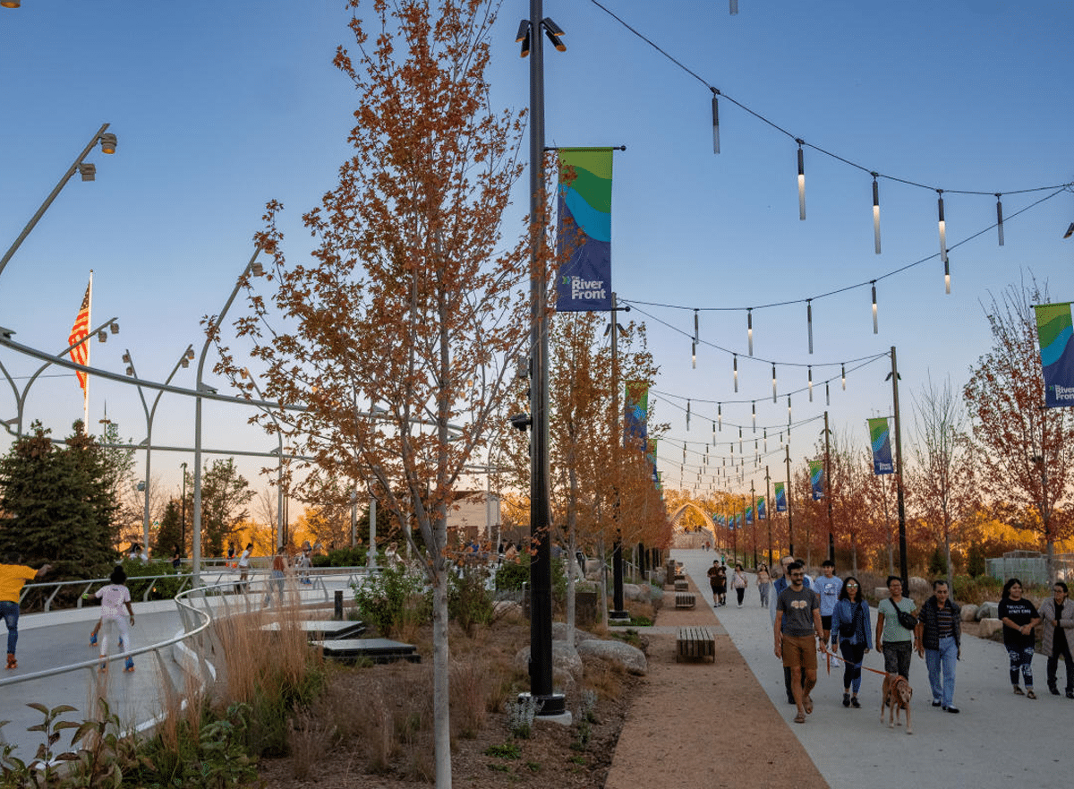 a fall scene the The Riverfront park
